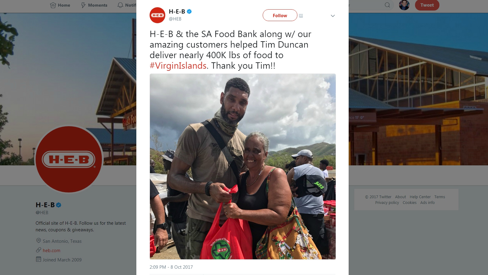 Tim Duncan, HEB deliver 400K pounds of food to U.S. Virgin Islands
